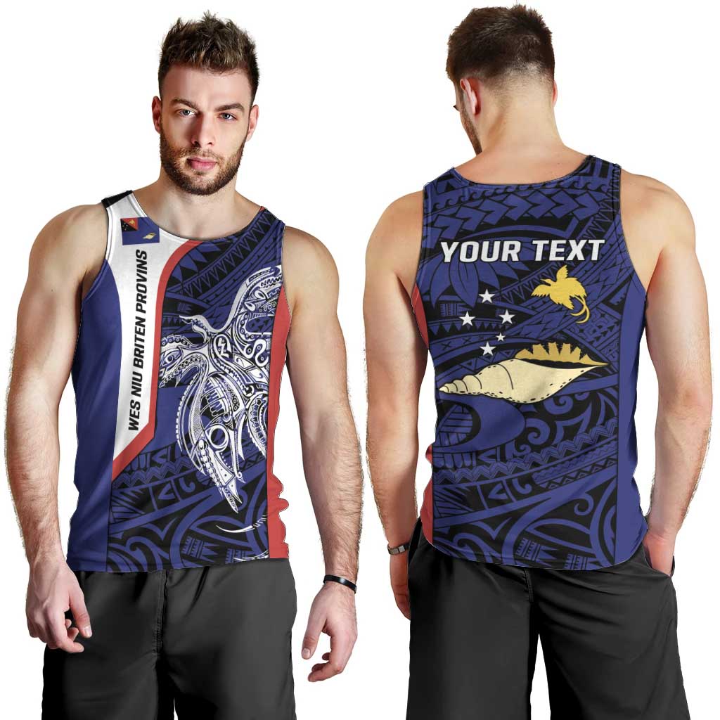 Personalised PNG West New Britain Province Men Tank Top Bird of Paradise Tattoo Flag Motif - Polynesian Pride