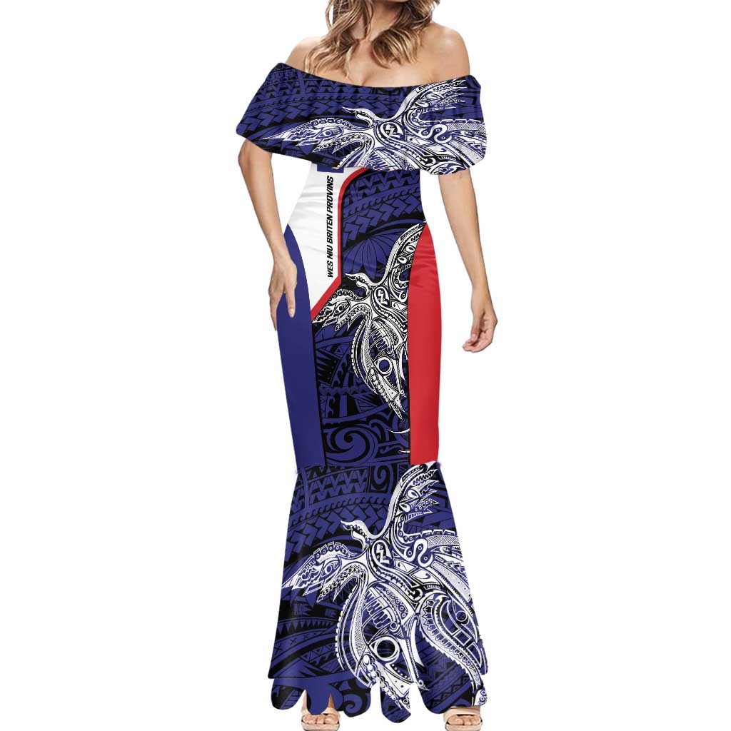 Personalised PNG West New Britain Province Mermaid Dress Bird of Paradise Tattoo Flag Motif - Polynesian Pride