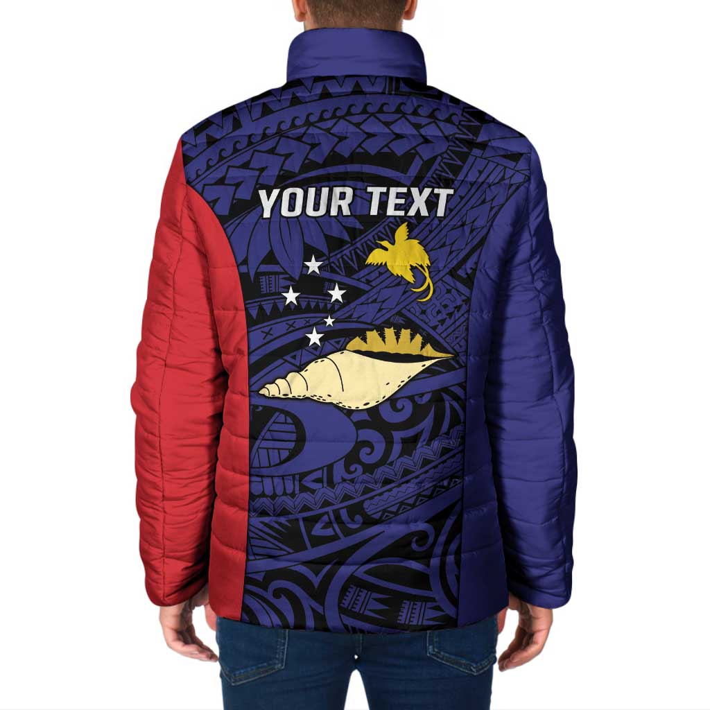 Personalised PNG West New Britain Province Padded Jacket Bird of Paradise Tattoo Flag Motif - Polynesian Pride
