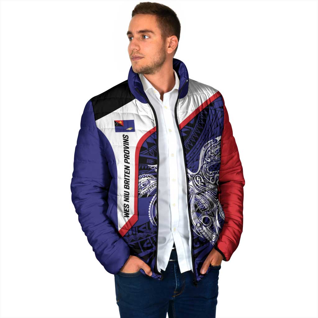 Personalised PNG West New Britain Province Padded Jacket Bird of Paradise Tattoo Flag Motif - Polynesian Pride