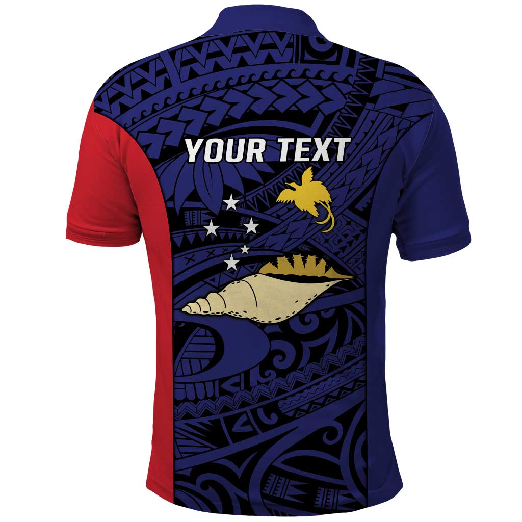 Personalised PNG West New Britain Province Polo Shirt Bird of Paradise Tattoo Flag Motif - Polynesian Pride
