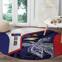 Personalised PNG West New Britain Province Round Carpet Bird of Paradise Tattoo Flag Motif - Polynesian Pride