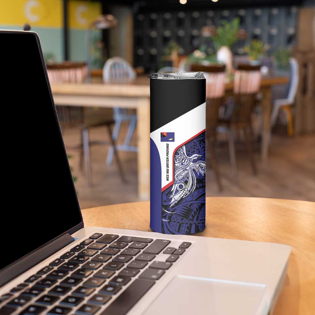 Personalised PNG West New Britain Province Skinny Tumbler Bird of Paradise Tattoo Flag Motif - Polynesian Pride