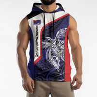Personalised PNG West New Britain Province Sleeveless Hoodie Bird of Paradise Tattoo Flag Motif - Polynesian Pride