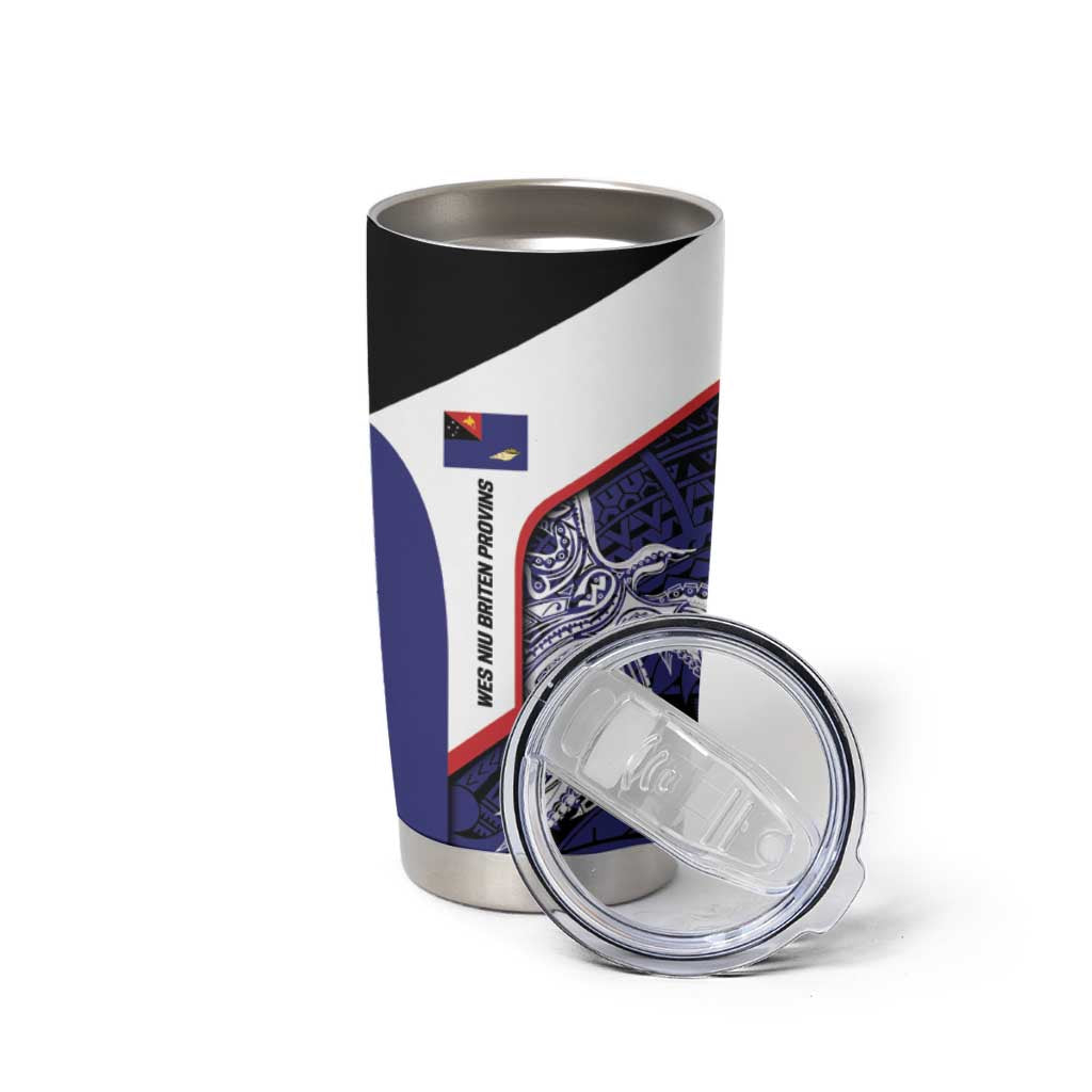 Personalised PNG West New Britain Province Tumbler Cup Bird of Paradise Tattoo Flag Motif - Polynesian Pride