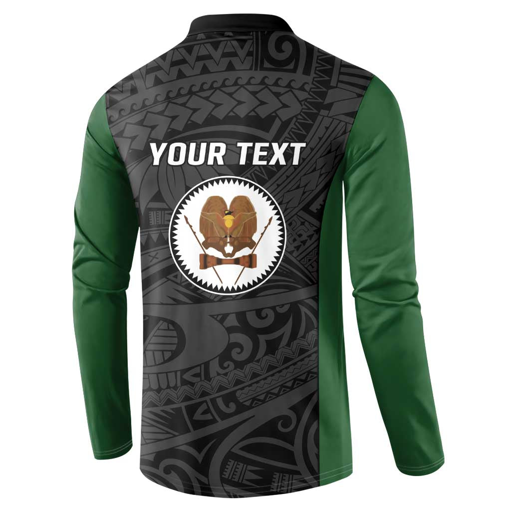 Personalised PNG Western Highlands Province Button Sweatshirt Bird of Paradise Tattoo Flag Motif - Polynesian Pride