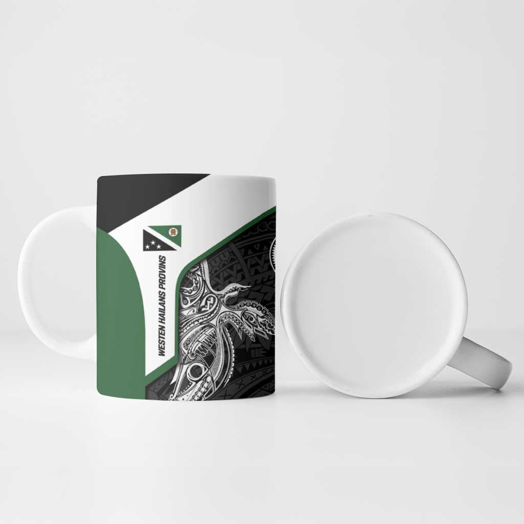 Personalised PNG Western Highlands Province Ceramic Mug Bird of Paradise Tattoo Flag Motif - Polynesian Pride