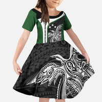 Personalised PNG Western Highlands Province Family Matching Long Sleeve Bodycon Dress and Hawaiian Shirt Bird of Paradise Tattoo Flag Motif - Polynesian Pride