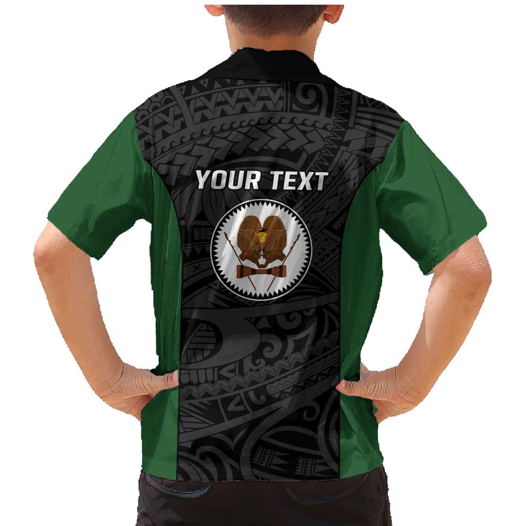 Personalised PNG Western Highlands Province Family Matching Mermaid Dress and Hawaiian Shirt Bird of Paradise Tattoo Flag Motif - Polynesian Pride