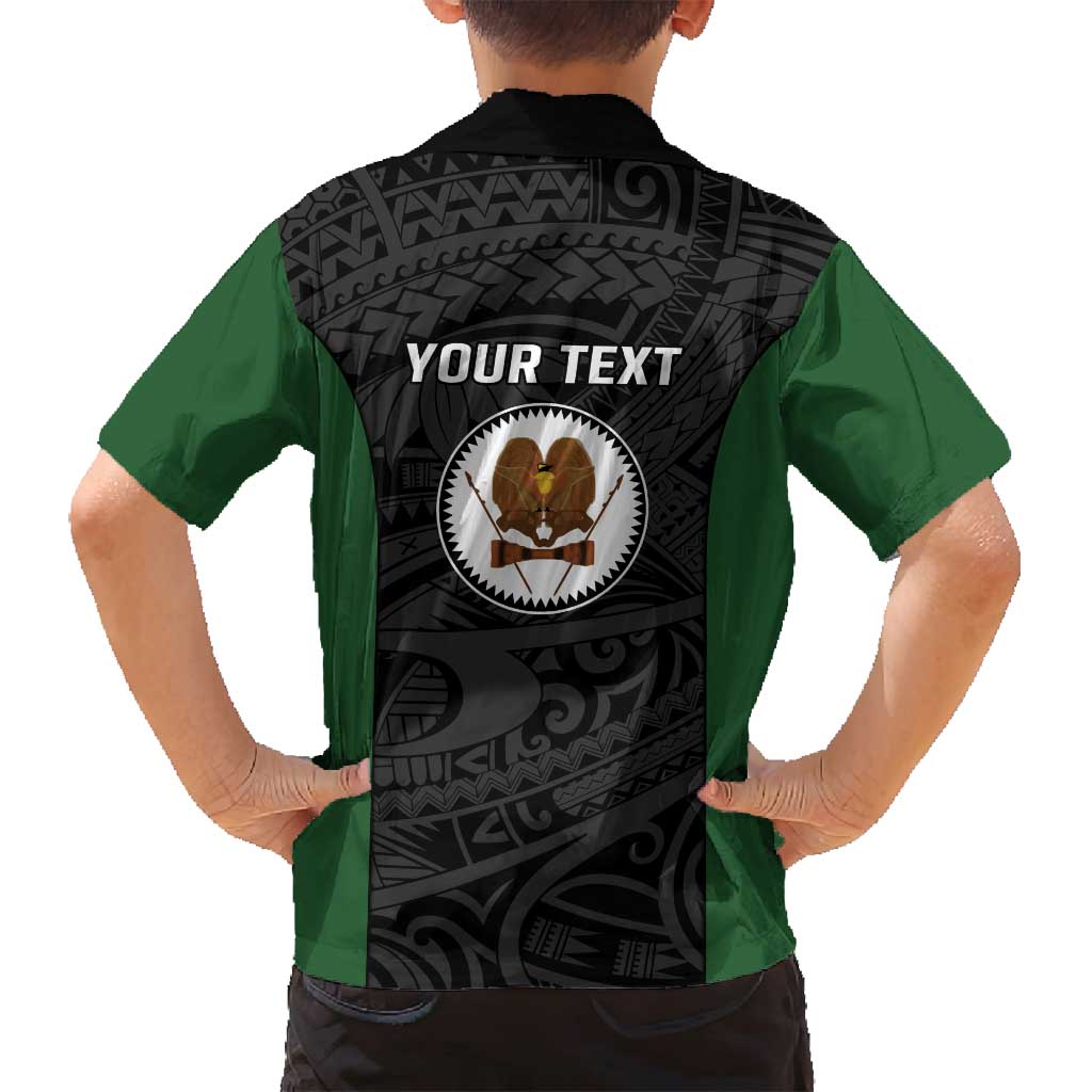 Personalised PNG Western Highlands Province Family Matching Off Shoulder Short Dress and Hawaiian Shirt Bird of Paradise Tattoo Flag Motif - Polynesian Pride