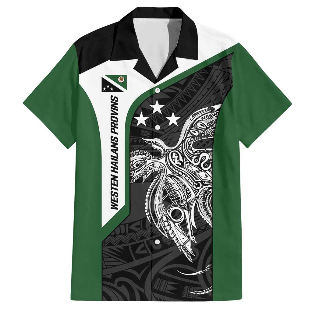 Personalised PNG Western Highlands Province Family Matching Off Shoulder Short Dress and Hawaiian Shirt Bird of Paradise Tattoo Flag Motif - Polynesian Pride