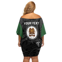 Personalised PNG Western Highlands Province Family Matching Off Shoulder Short Dress and Hawaiian Shirt Bird of Paradise Tattoo Flag Motif - Polynesian Pride