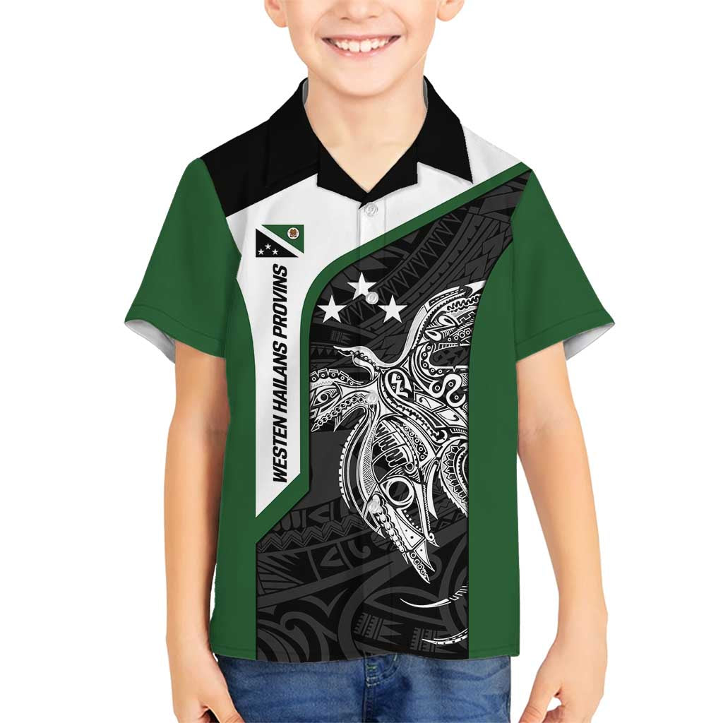 Personalised PNG Western Highlands Province Family Matching Off Shoulder Short Dress and Hawaiian Shirt Bird of Paradise Tattoo Flag Motif - Polynesian Pride