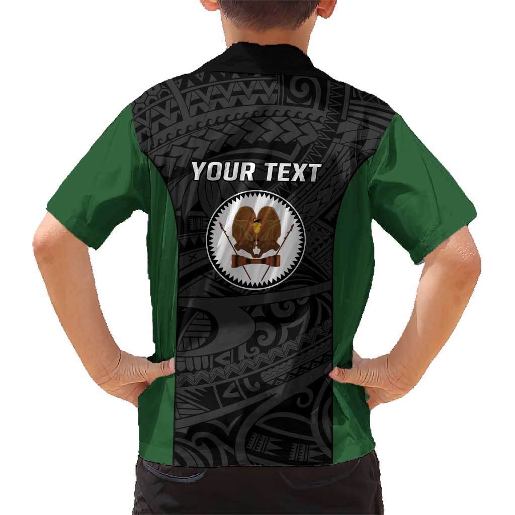 Personalised PNG Western Highlands Province Family Matching Short Sleeve Bodycon Dress and Hawaiian Shirt Bird of Paradise Tattoo Flag Motif - Polynesian Pride