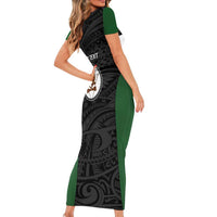 Personalised PNG Western Highlands Province Family Matching Short Sleeve Bodycon Dress and Hawaiian Shirt Bird of Paradise Tattoo Flag Motif - Polynesian Pride