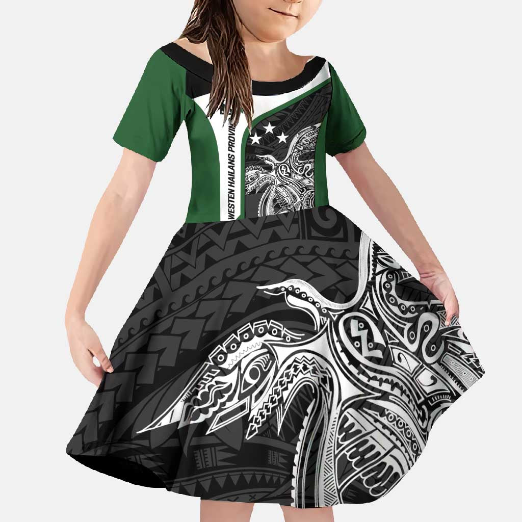 Personalised PNG Western Highlands Province Family Matching Summer Maxi Dress and Hawaiian Shirt Bird of Paradise Tattoo Flag Motif - Polynesian Pride