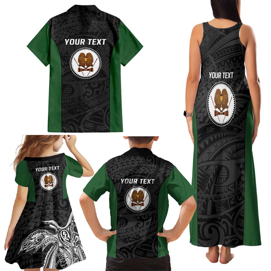 Personalised PNG Western Highlands Province Family Matching Tank Maxi Dress and Hawaiian Shirt Bird of Paradise Tattoo Flag Motif - Polynesian Pride