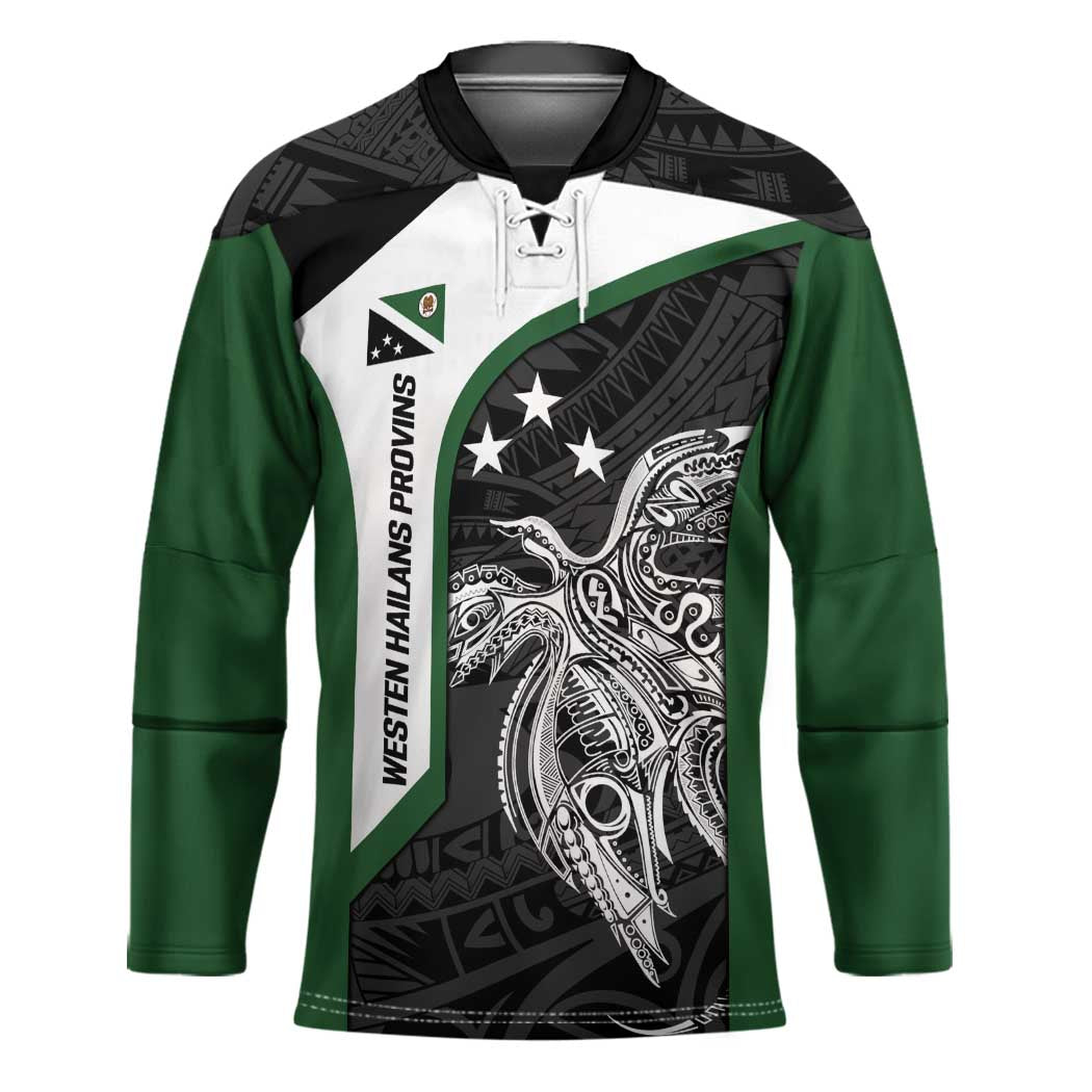 Personalised PNG Western Highlands Province Hockey Jersey Bird of Paradise Tattoo Flag Motif - Polynesian Pride
