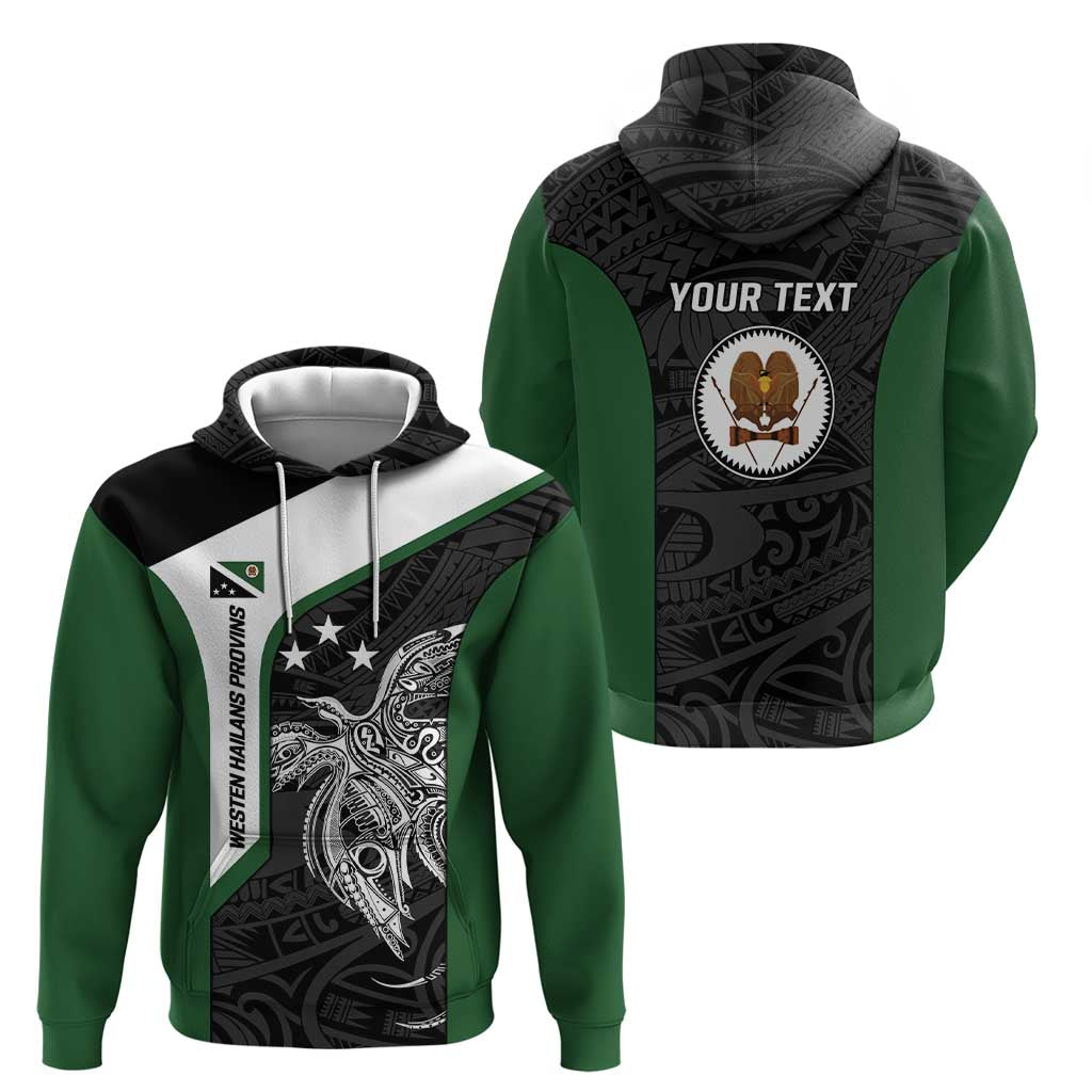 Personalised PNG Western Highlands Province Hoodie Bird of Paradise Tattoo Flag Motif - Polynesian Pride