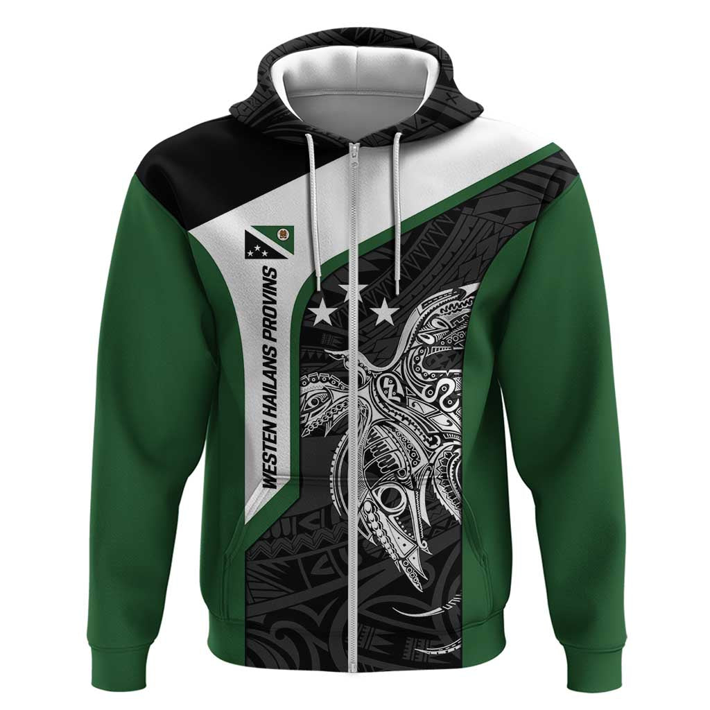 Personalised PNG Western Highlands Province Hoodie Bird of Paradise Tattoo Flag Motif - Polynesian Pride