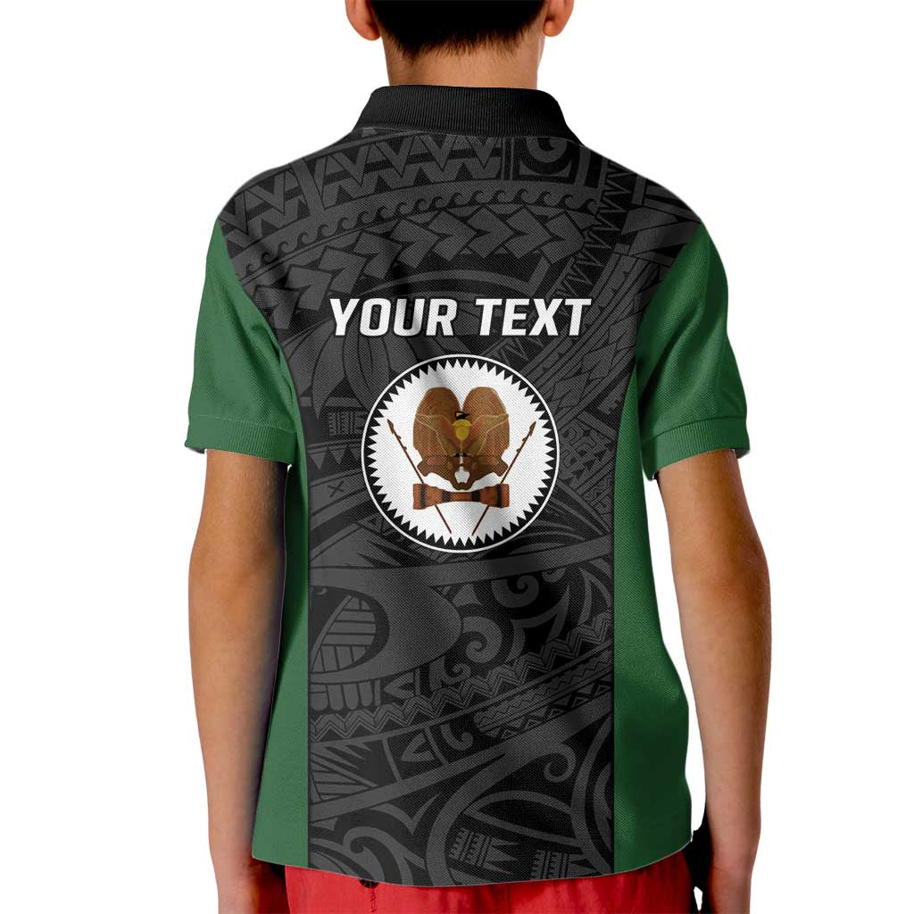 Personalised PNG Western Highlands Province Kid Polo Shirt Bird of Paradise Tattoo Flag Motif - Polynesian Pride