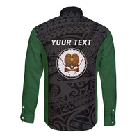Personalised PNG Western Highlands Province Long Sleeve Button Shirt Bird of Paradise Tattoo Flag Motif - Polynesian Pride