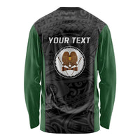 Personalised PNG Western Highlands Province Long Sleeve Shirt Bird of Paradise Tattoo Flag Motif - Polynesian Pride