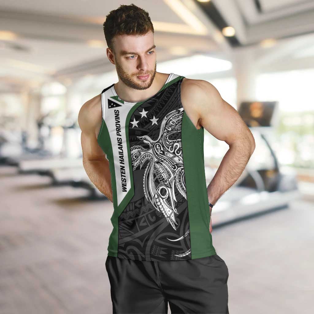 Personalised PNG Western Highlands Province Men Tank Top Bird of Paradise Tattoo Flag Motif - Polynesian Pride