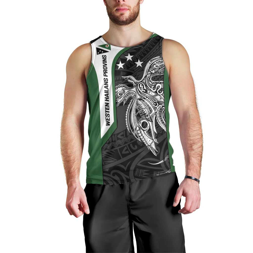 Personalised PNG Western Highlands Province Men Tank Top Bird of Paradise Tattoo Flag Motif - Polynesian Pride