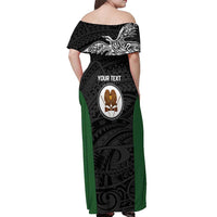 Personalised PNG Western Highlands Province Off Shoulder Maxi Dress Bird of Paradise Tattoo Flag Motif - Polynesian Pride