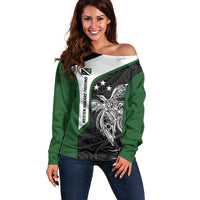 Personalised PNG Western Highlands Province Off Shoulder Sweater Bird of Paradise Tattoo Flag Motif - Polynesian Pride