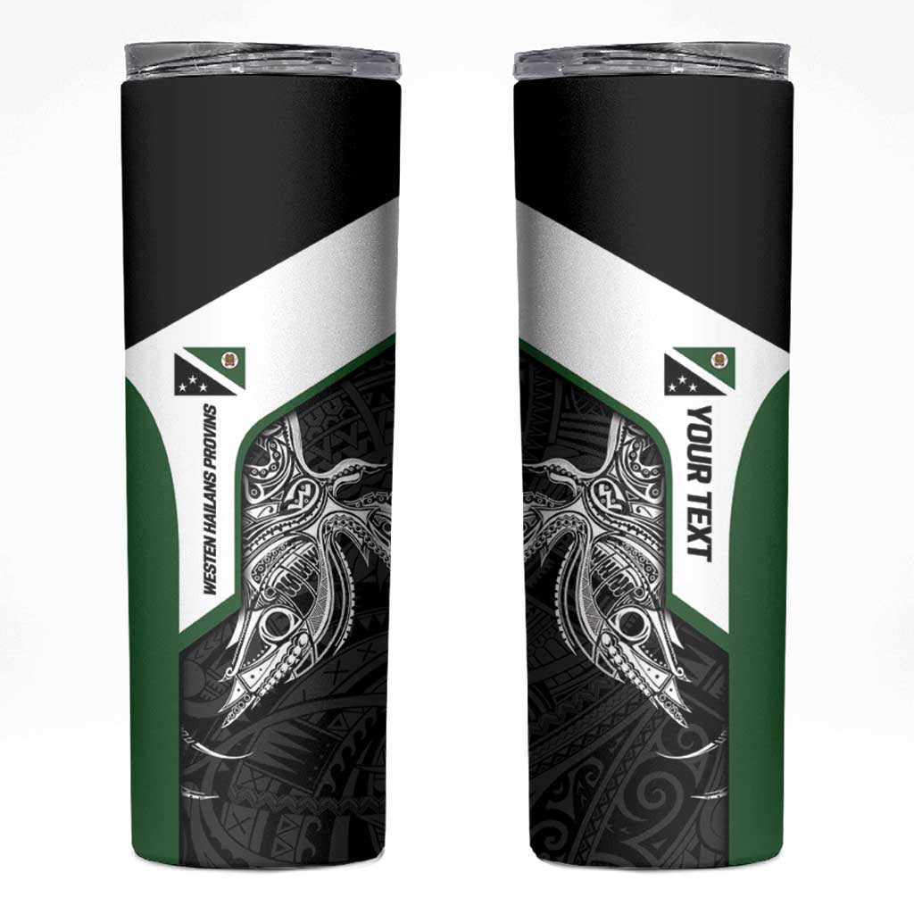 Personalised PNG Western Highlands Province Skinny Tumbler Bird of Paradise Tattoo Flag Motif - Polynesian Pride