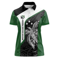 Personalised PNG Western Highlands Province Women Polo Shirt Bird of Paradise Tattoo Flag Motif - Polynesian Pride