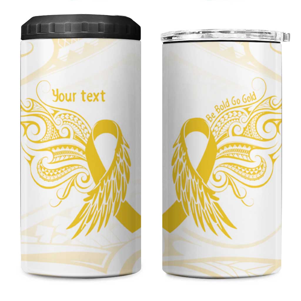 Be Bold Go Gold Polyneisan Ribbon Childhood Personalised 4 in 1 Can Cooler Tumbler