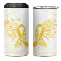 Be Bold Go Gold Polyneisan Ribbon Childhood Personalised 4 in 1 Can Cooler Tumbler