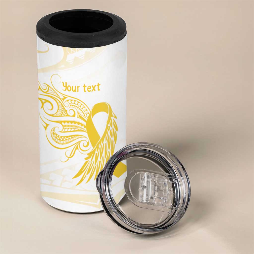 Be Bold Go Gold Polyneisan Ribbon Childhood Personalised 4 in 1 Can Cooler Tumbler