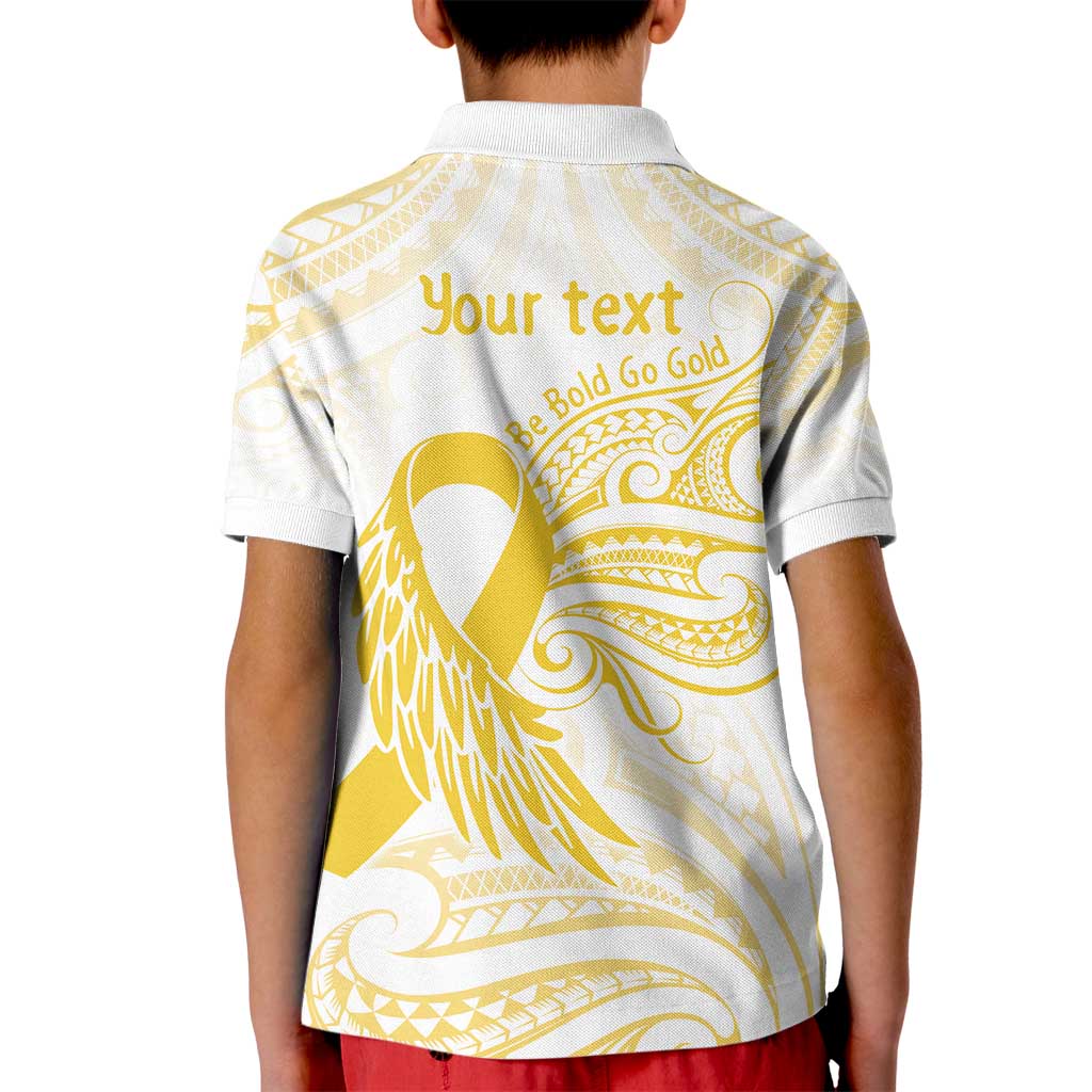 Be Bold Go Gold Polyneisan Ribbon Childhood Personalised Kid Polo Shirt