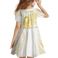 Be Bold Go Gold Polyneisan Ribbon Childhood Personalised Kid Short Sleeve Dress