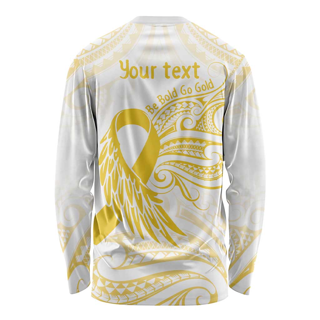 Be Bold Go Gold Polyneisan Ribbon Childhood Personalised Long Sleeve Shirt LT9 - Polynesian Pride