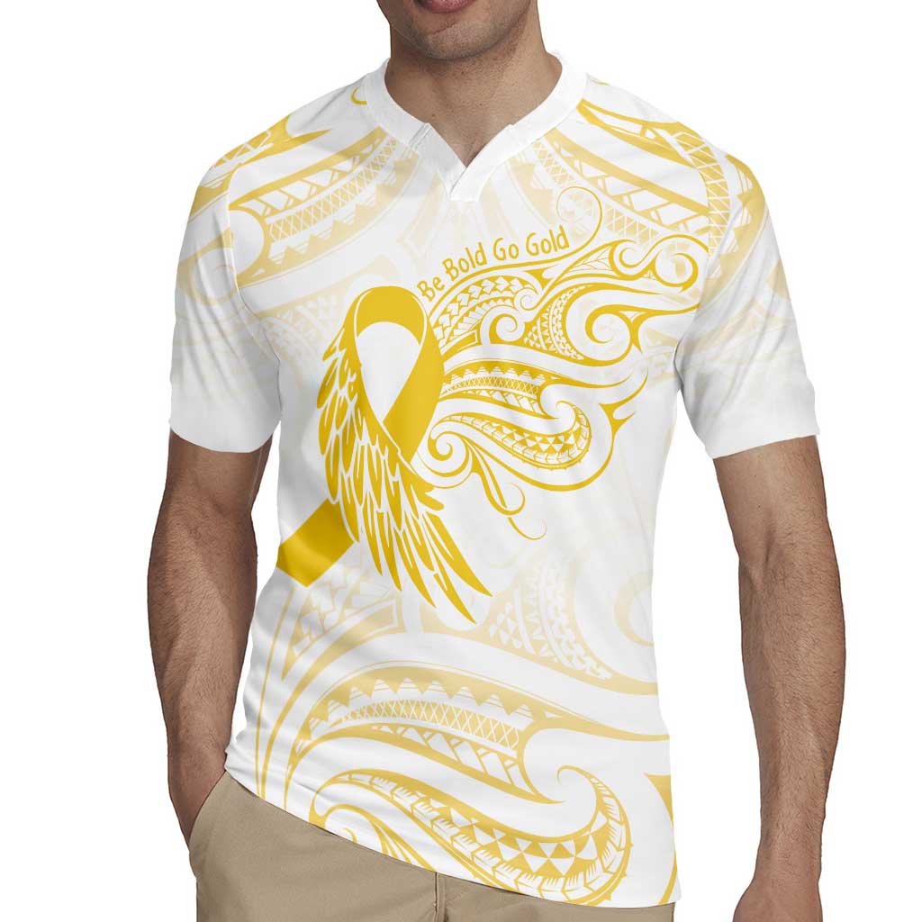 Be Bold Go Gold Polyneisan Ribbon Childhood Personalised Rugby Jersey