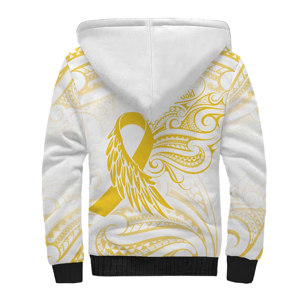 Be Bold Go Gold Polyneisan Ribbon Childhood Personalised Sherpa Hoodie