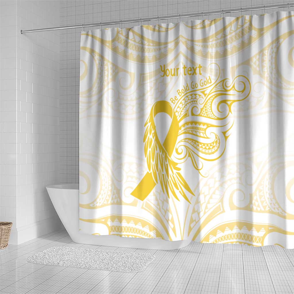 Be Bold Go Gold Polyneisan Ribbon Childhood Personalised Shower Curtain