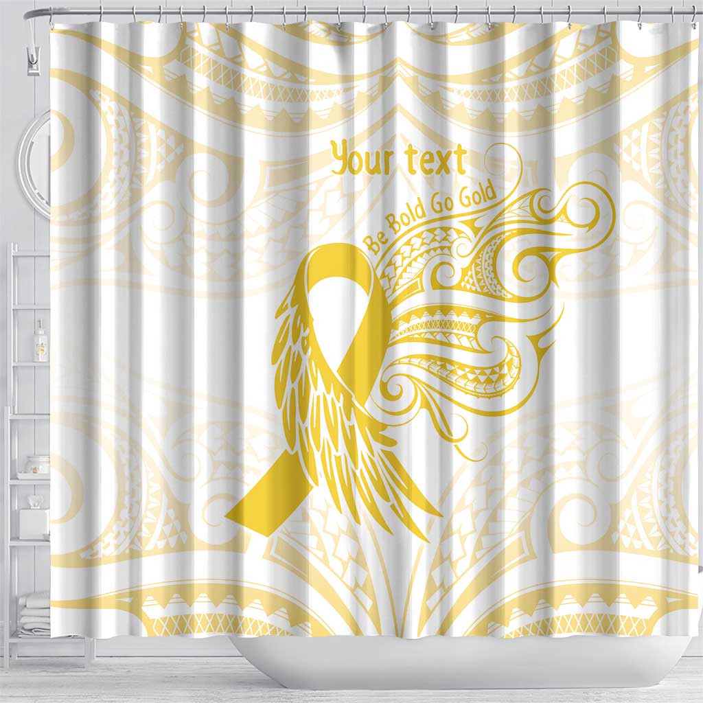 Be Bold Go Gold Polyneisan Ribbon Childhood Personalised Shower Curtain