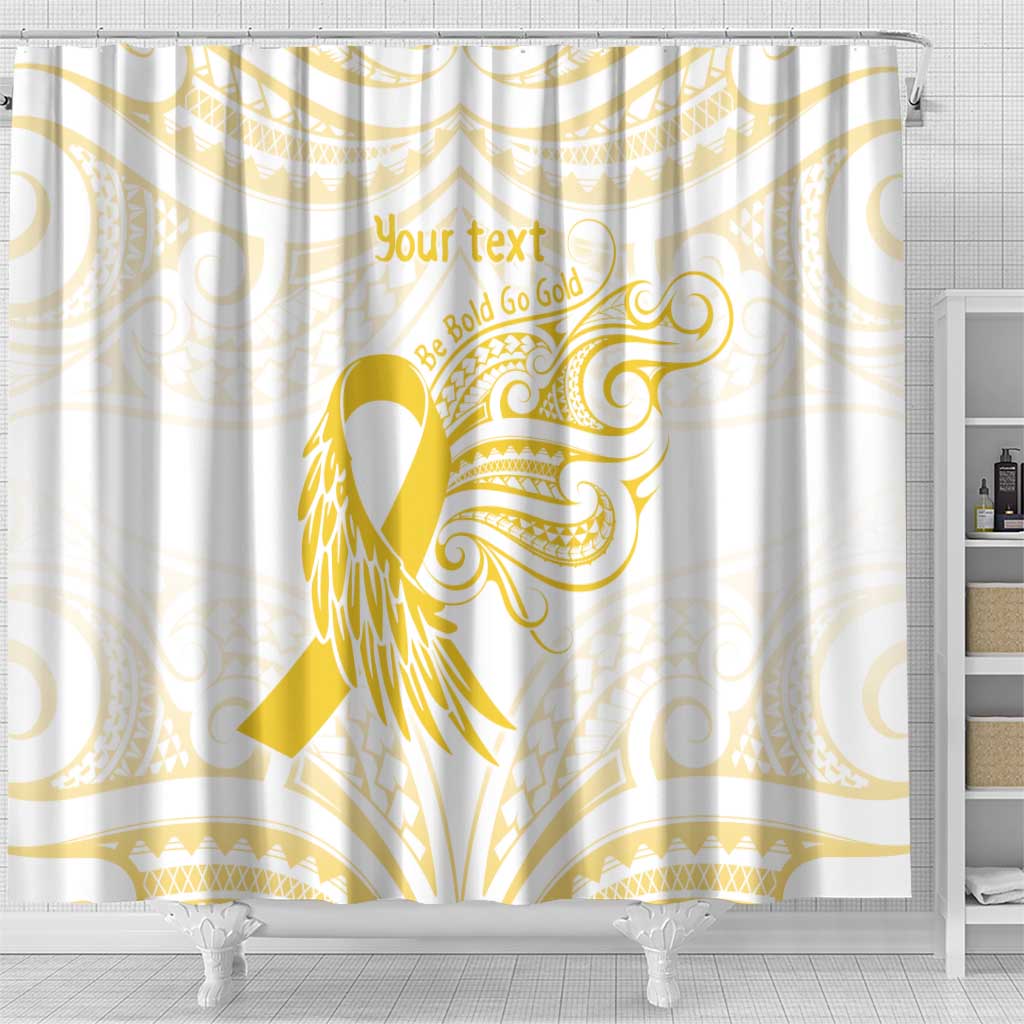 Be Bold Go Gold Polyneisan Ribbon Childhood Personalised Shower Curtain