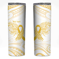 Be Bold Go Gold Polyneisan Ribbon Childhood Personalised Skinny Tumbler