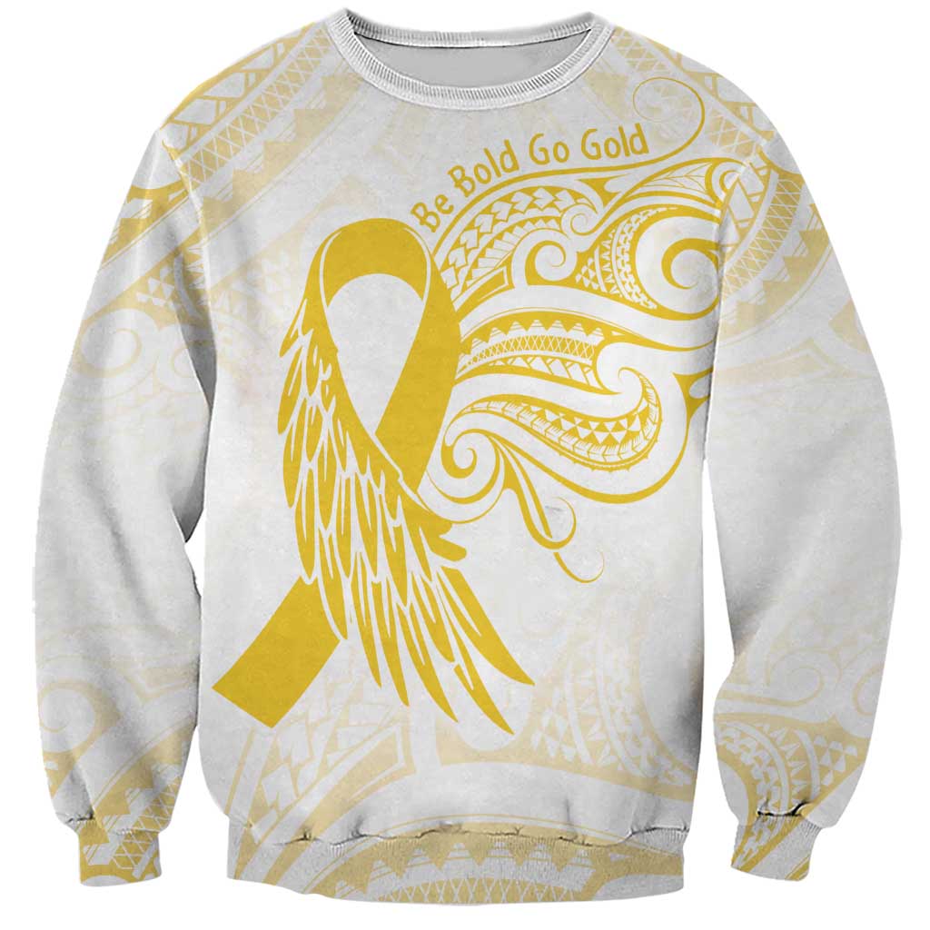 Be Bold Go Gold Polyneisan Ribbon Childhood Personalised Sweatshirt