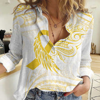 Be Bold Go Gold Polyneisan Ribbon Childhood Personalised Women Casual Shirt LT9