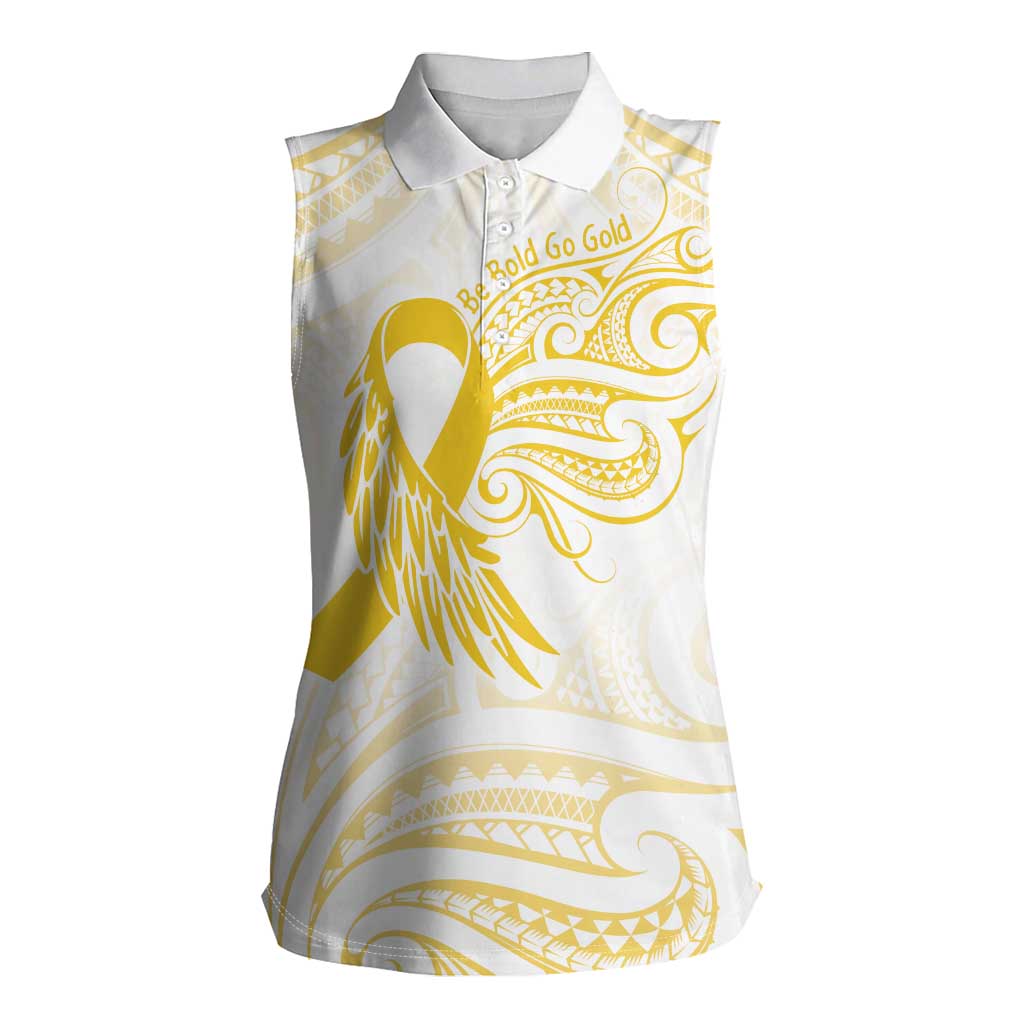 Be Bold Go Gold Polyneisan Ribbon Childhood Personalised Women Sleeveless Polo Shirt