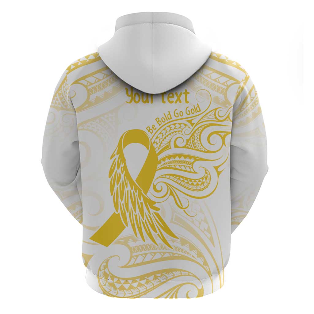 Be Bold Go Gold Polyneisan Ribbon Childhood Personalised Zip Hoodie LT9 - Polynesian Pride