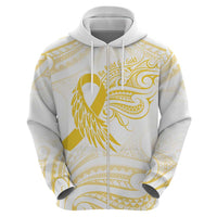 Be Bold Go Gold Polyneisan Ribbon Childhood Personalised Zip Hoodie LT9 - Polynesian Pride